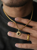 1sman | Sunflower Cat's Eye Pendant Titanium Steel Necklace