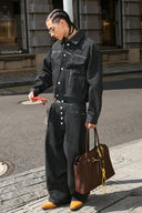 STEEPC LOGO Embossed Boxy Selvedge Denim Jacket