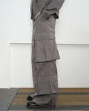 KREATE Multi-Pocket Wide-Leg Cargo Trousers