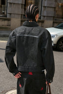 STEEPC LOGO Embossed Boxy Selvedge Denim Jacket