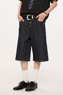 KREATE Essential Button-Up Stitched Denim Shorts