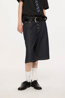 KREATE Essential Button-Up Stitched Denim Shorts