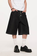 KREATE Essential Button-Up Stitched Denim Shorts