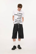 KREATE Essential Button-Up Stitched Denim Shorts