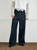 KREATE Reversed Fold-Over Wide-Leg Jeans