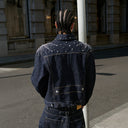 STEEPC Firework Embroidered Rhinestone Raw Denim Jacket