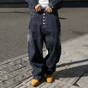 STEEPC Firework Embroidered Rhinestone Curved Raw Jeans