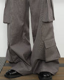KREATE Multi-Pocket Wide-Leg Cargo Trousers