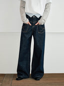 KREATE Reversed Fold-Over Wide-Leg Jeans