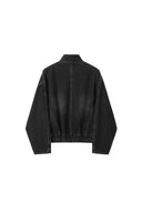 KREATE Jeans Cuff Spliced Stand Collar Jacket