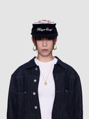 6CRAYON | Flat Top Embroidered Corduroy Patchwork Baseball Cap-Black