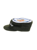 6CRAYON | Flat Crown Baseball Cap - Embroidered Rabbit Fur & Patchwork in Military Green