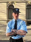 6CRAYON | Flat Brim Embroidered Baseball Cap-Black